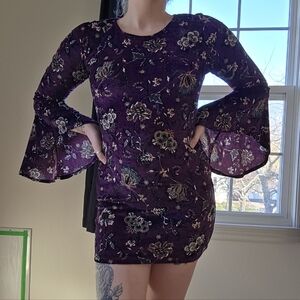 Charlotte Russe Y2K Women's Boho Plush Velvet Mini Dress